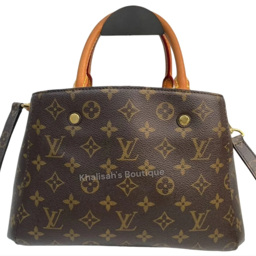 Like New! AUTHENTICATED Louis Vuitton Montaigne Top Hand Bag Brown Canvas LV - Picture 5 of 16